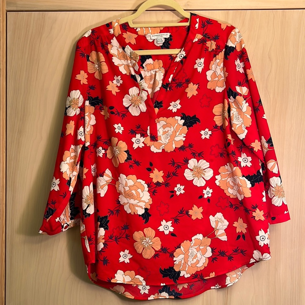 Red Floral Katherine Barclay Blouse